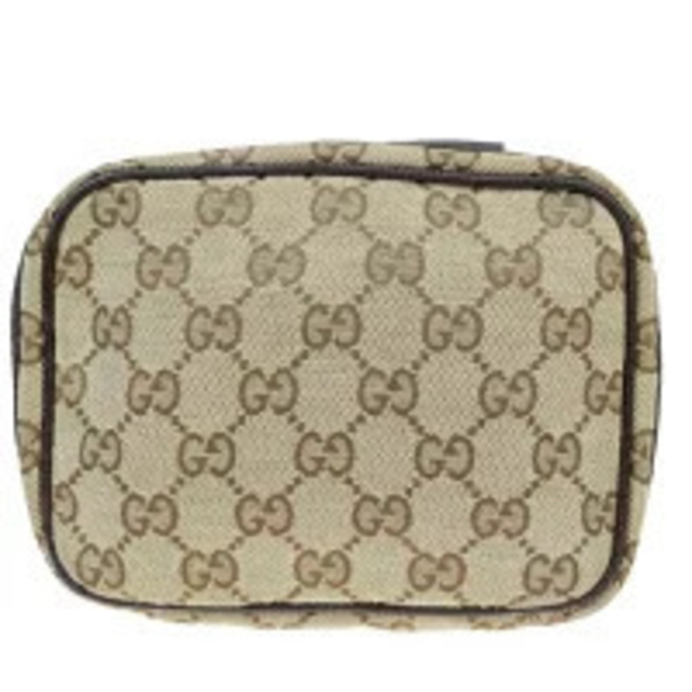 Gucci Pouch Clutch bag GG brown canvas leather